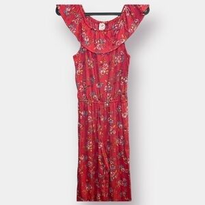 Girls One Piece Jumpsuit Romper Floral Coral Size Girl's XXL 18